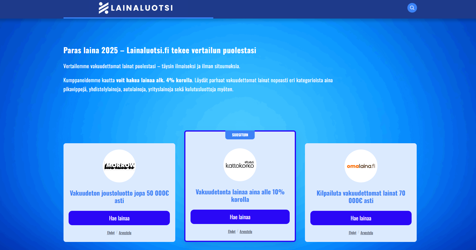 Lainaluotsi.fi - vertailee lainat ja lainapalvelut Suomessa